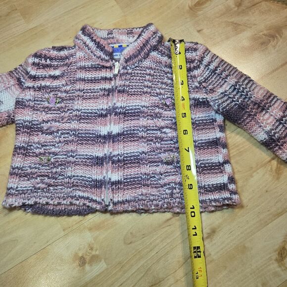 Myriam Cepeda Hand Made In Columbia Baby Girls Zip Knit Sweater Purple 1-2 Yrs - Picture 8 of 9